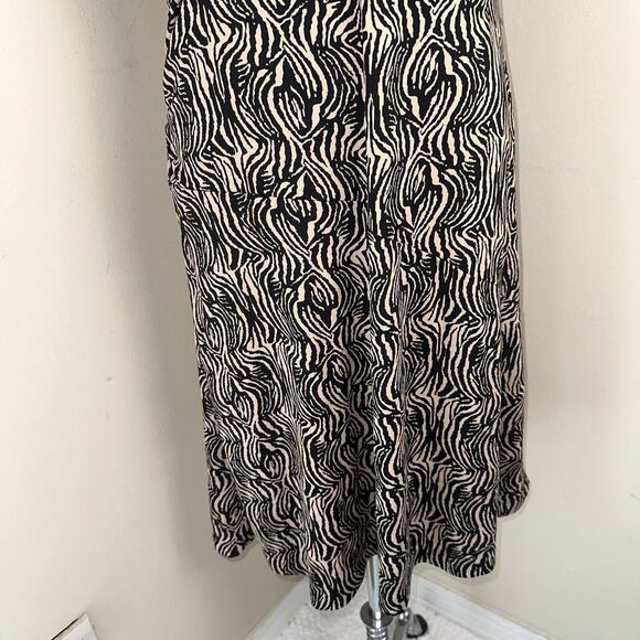 Mossimo Black Tan Zebra Stripe Midi Dress Stretchy Size Large EUC - Picture 3 of 9